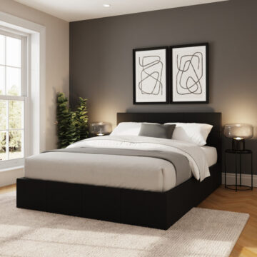 Marikina Black 4'6 End Lift Ottoman Double Bed