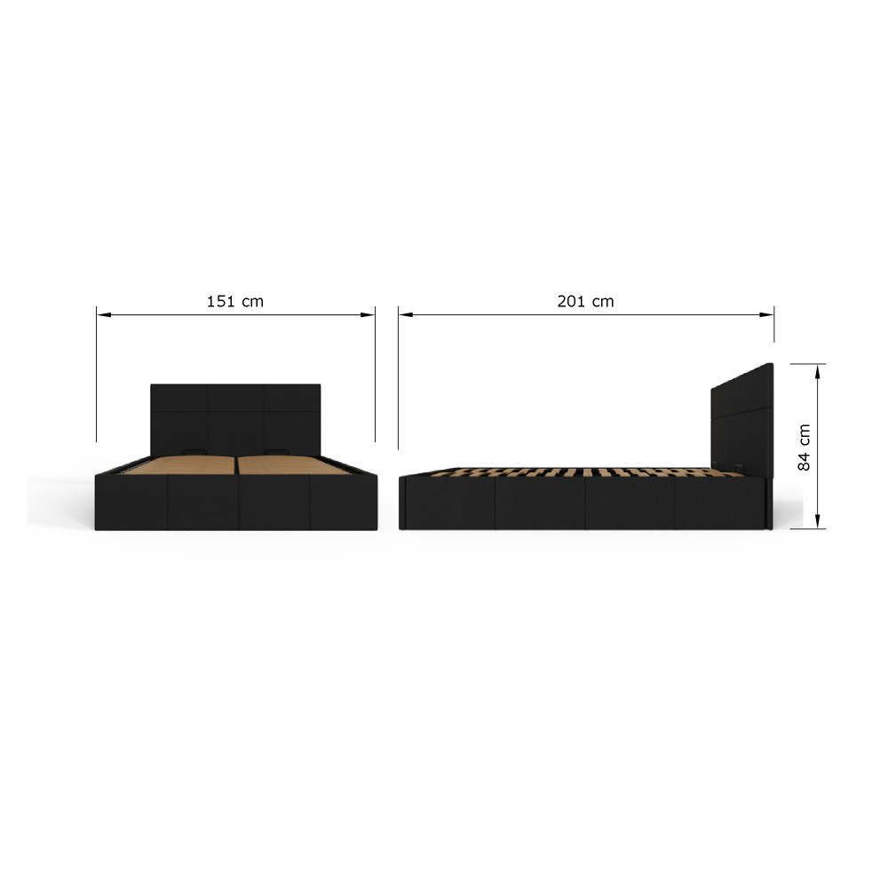 Marikina Black 4'6 End Lift Ottoman Double Bed