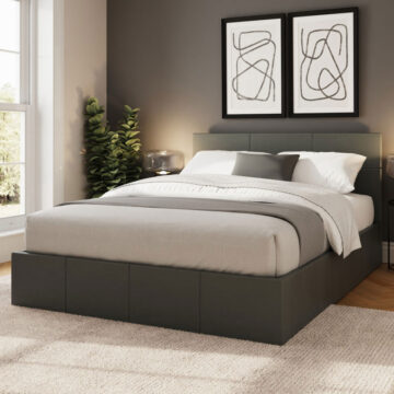 Marikina Grey PU 4'6 End Lift Ottoman Double Bed
