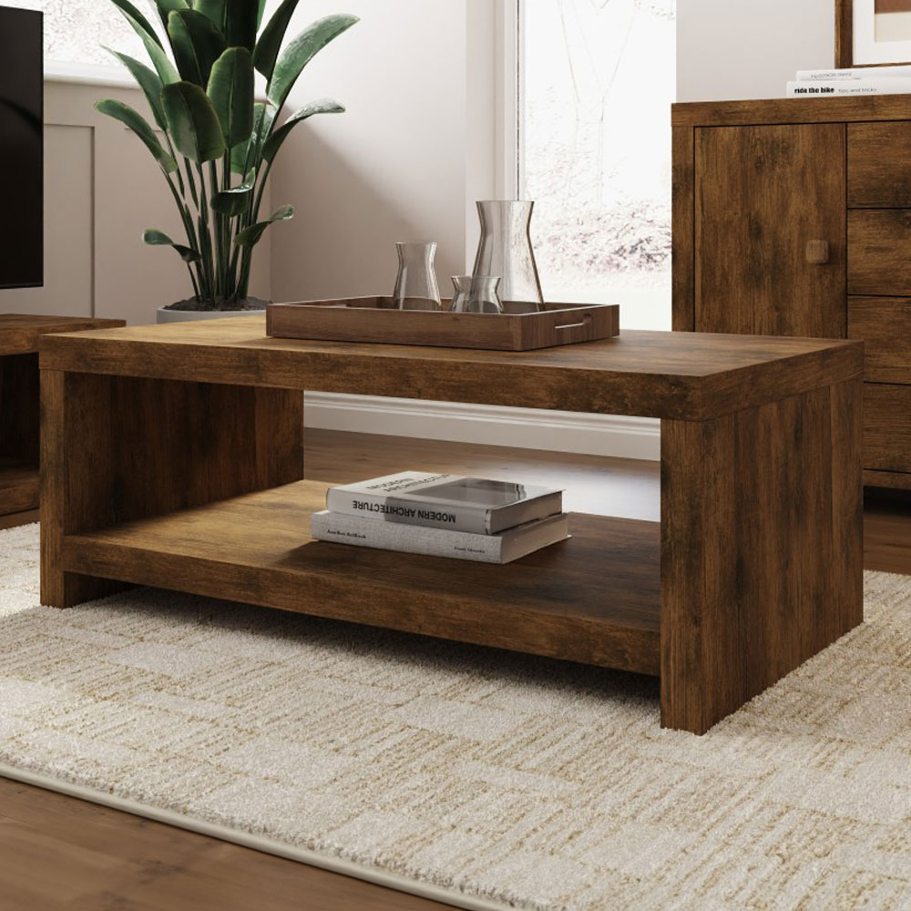Maluku Coffee Table with Shelf | Mango Finish