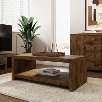 Maluku Coffee Table with Shelf | Mango Finish