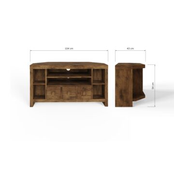 Maluku 3 Drawer Corner TV Unit 104cm | Mango Finish