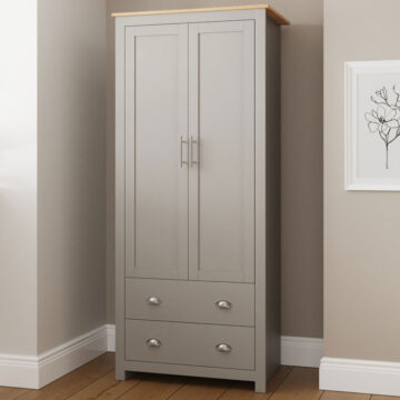 Fife Grey 2 Door Wardrobe with Drawers
