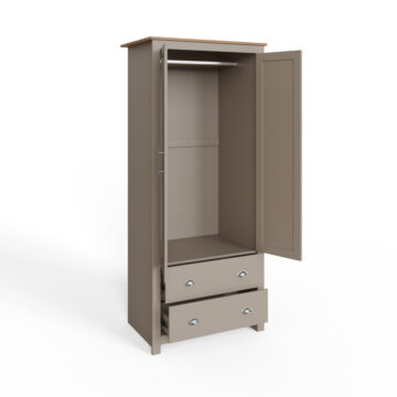 Fife Grey 2 Door Wardrobe with Drawers