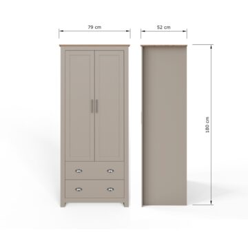 Fife Grey 2 Door Wardrobe with Drawers