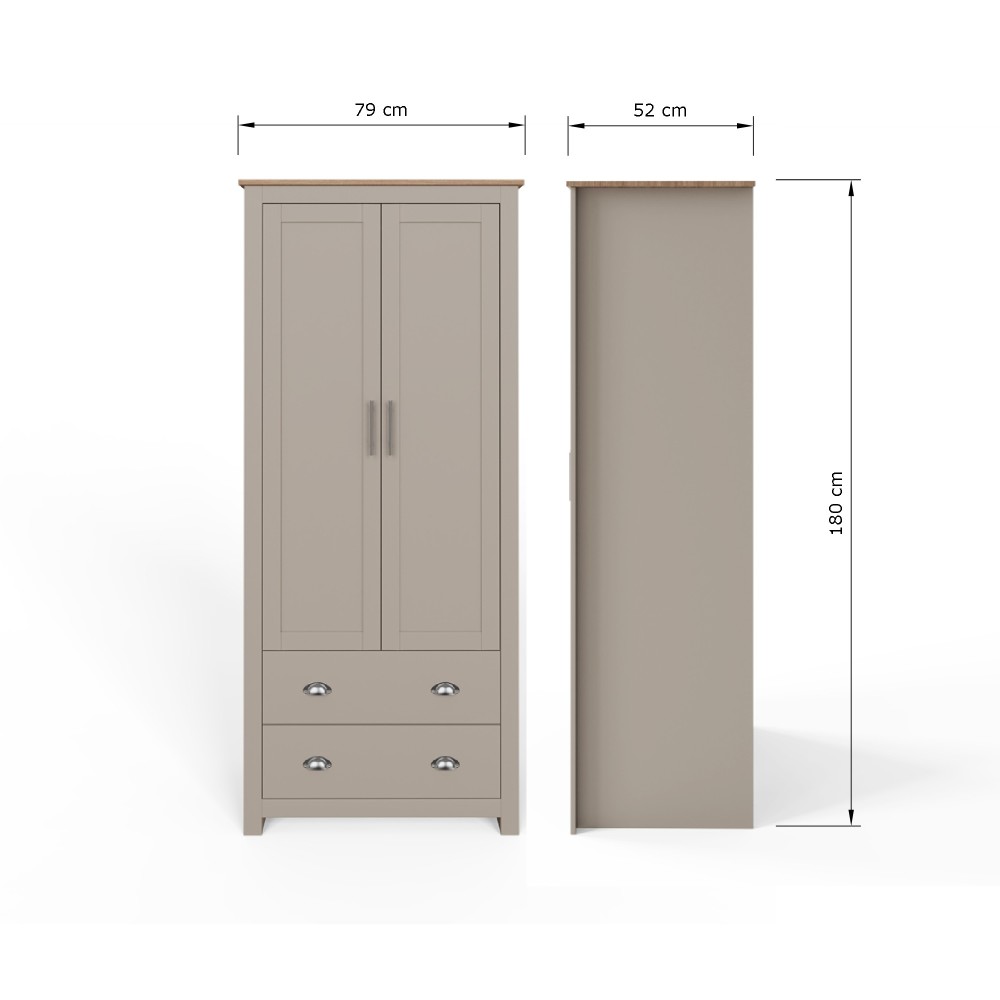 Fife Grey 2 Door Wardrobe with Drawers