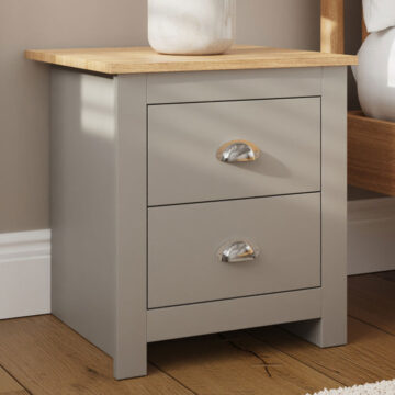 Fife Grey 2 Drawer Bedside Table