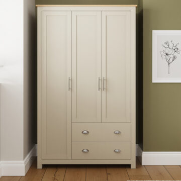 Fife Cream 3 Door Wardrobe with Drawers