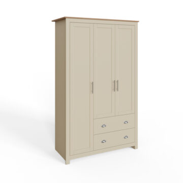 Fife Cream 3 Door Wardrobe with Drawers