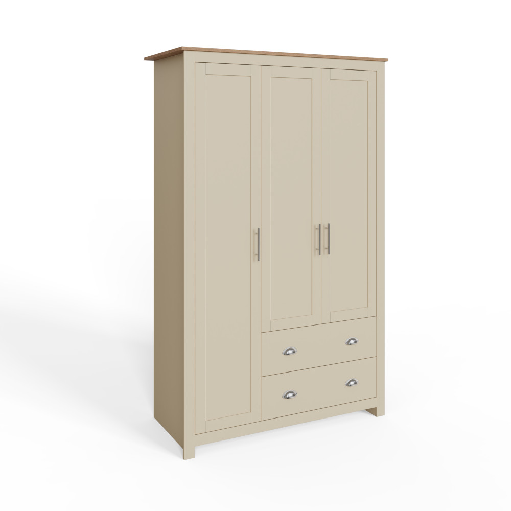 Fife Cream 3 Door Wardrobe with Drawers