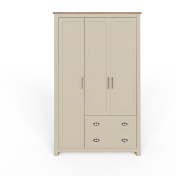 Fife Cream 3 Door Wardrobe with Drawers