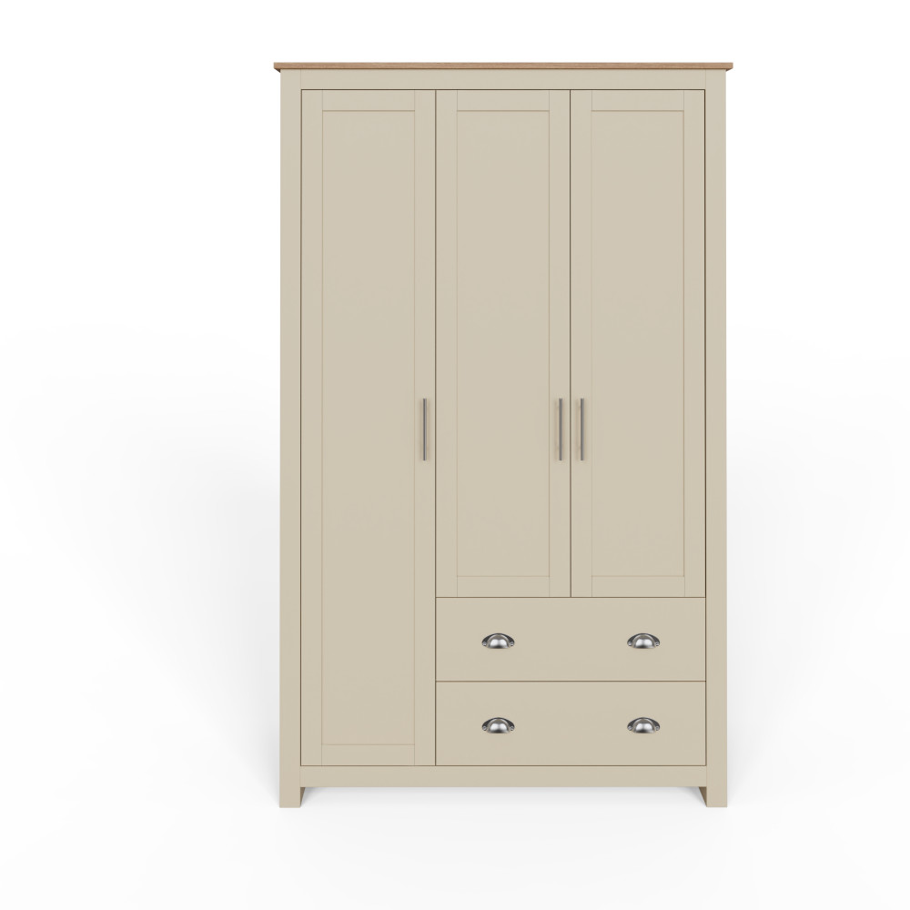 Fife Cream 3 Door Wardrobe with Drawers