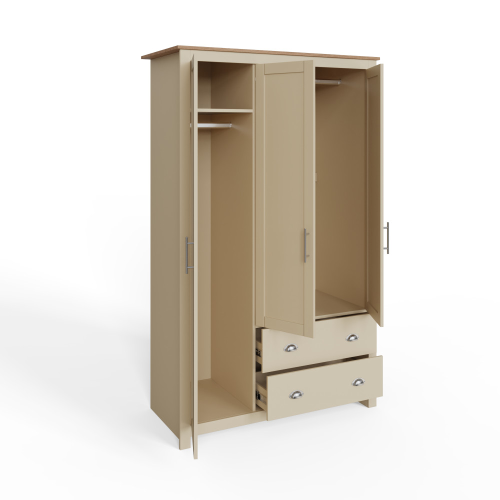 Fife Cream 3 Door Wardrobe with Drawers
