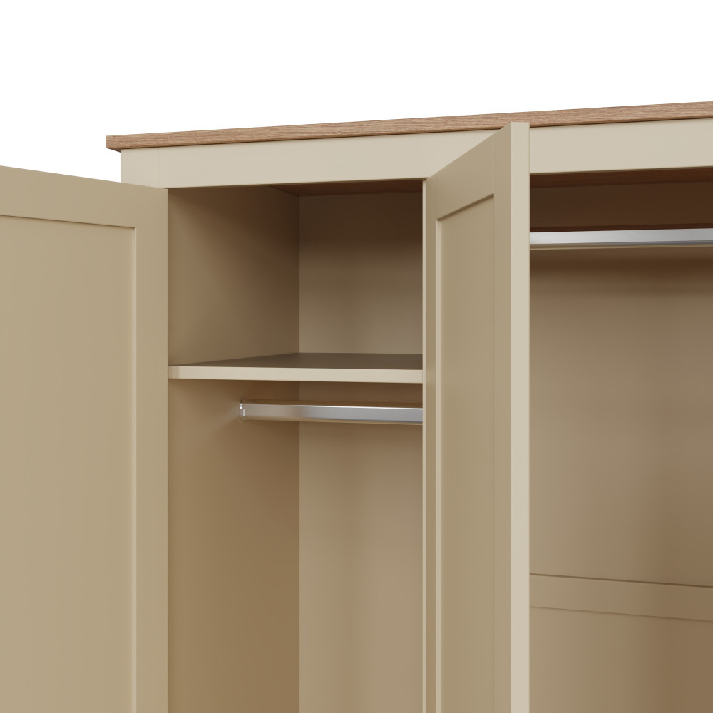 Fife Cream 3 Door Wardrobe with Drawers