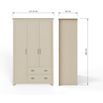 Fife Cream 3 Door Wardrobe with Drawers