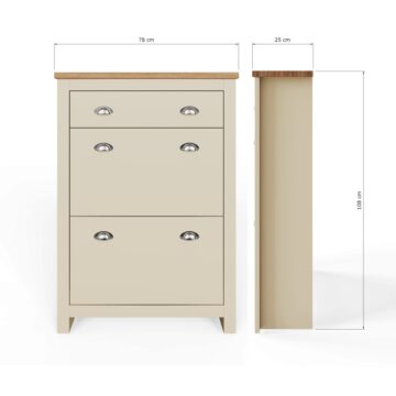 Fife Cream 2 Door Shoe Cabinet with Drawer