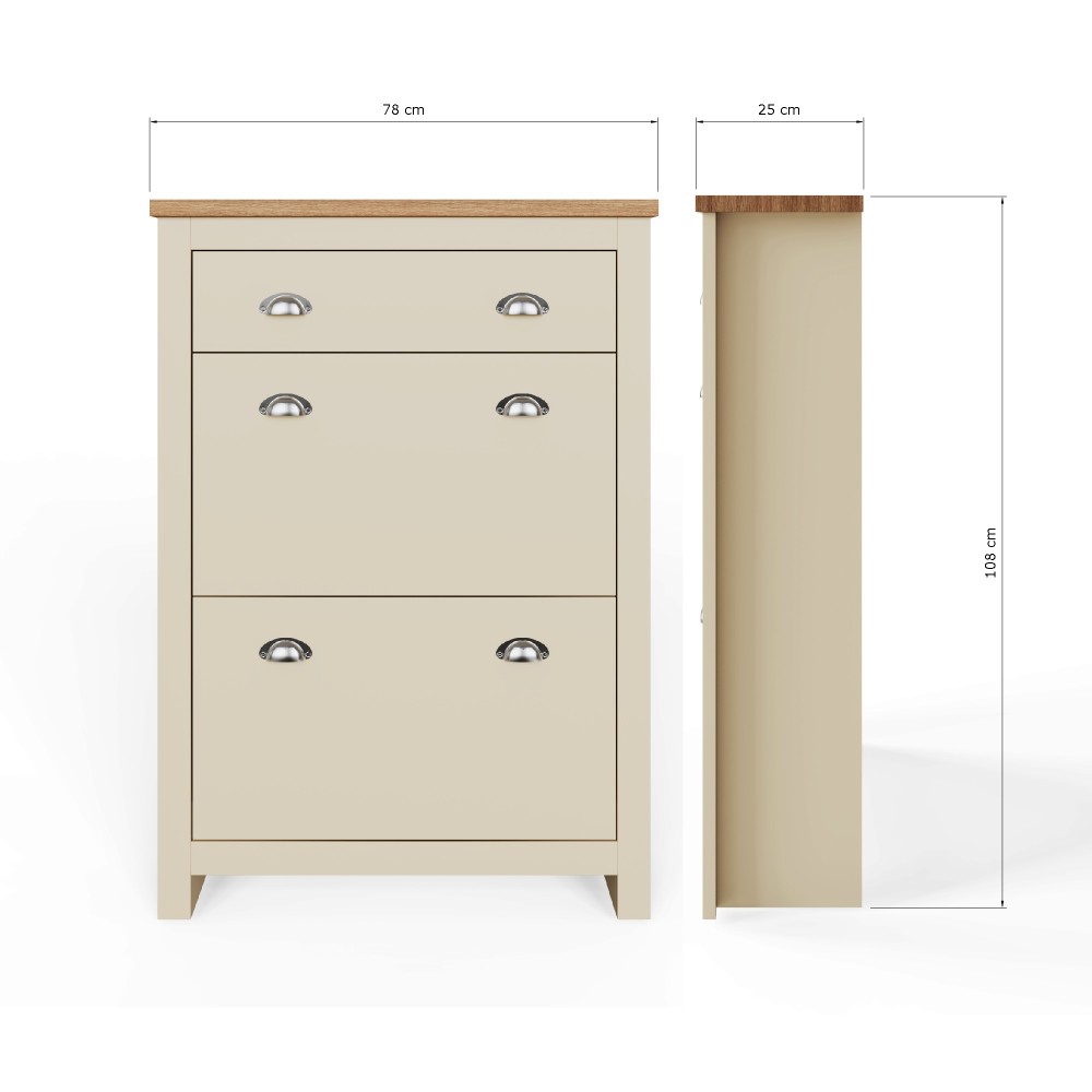 Fife Cream 2 Door Shoe Cabinet with Drawer