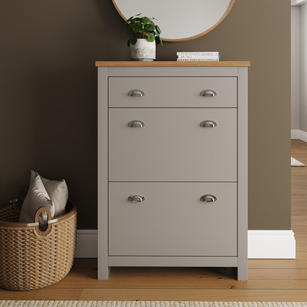 Fife Grey 2 Door Shoe Cabinet with Drawer