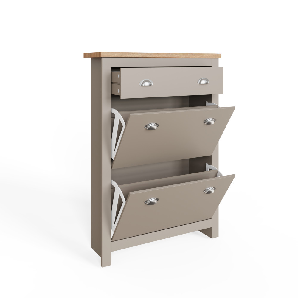Fife Grey 2 Door Shoe Cabinet with Drawer