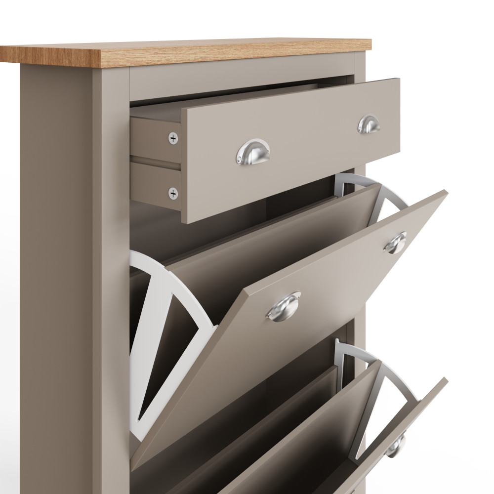 Fife Grey 2 Door Shoe Cabinet with Drawer