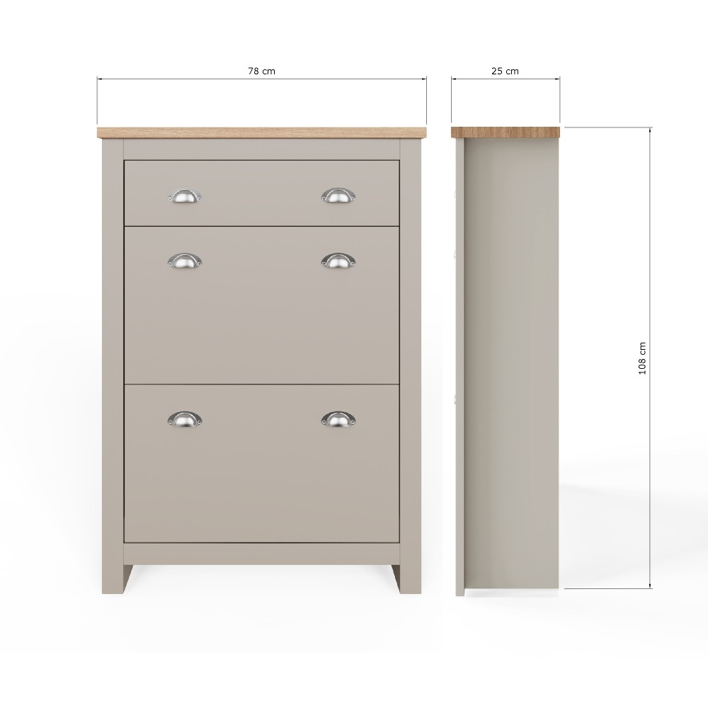 Fife Grey 2 Door Shoe Cabinet with Drawer