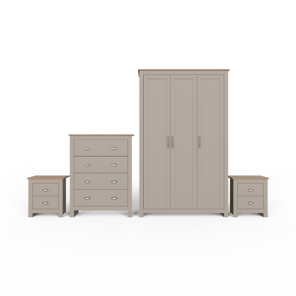 Fife Grey 4 Piece Bedroom Furniture Set Wardrobe Chest & Bedsides