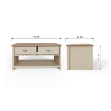 Fife Cream 2 Drawer Coffee Table | Cream | Clearance