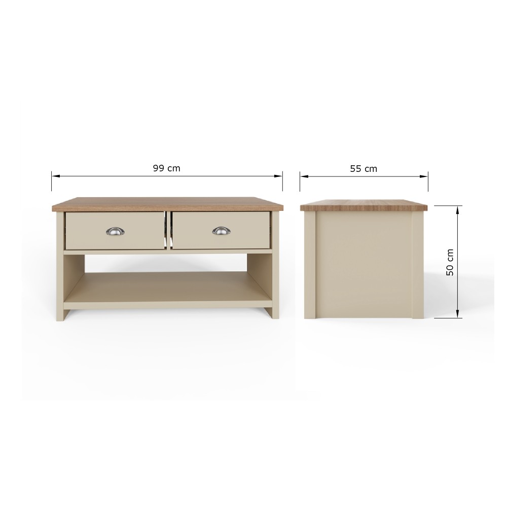Fife Cream 2 Drawer Coffee Table | Cream | Clearance