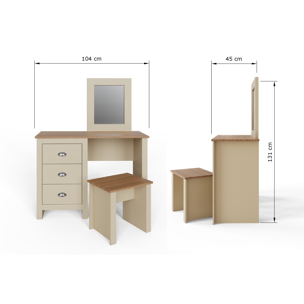 Fife Cream 3 Drawer Dressing Table Set