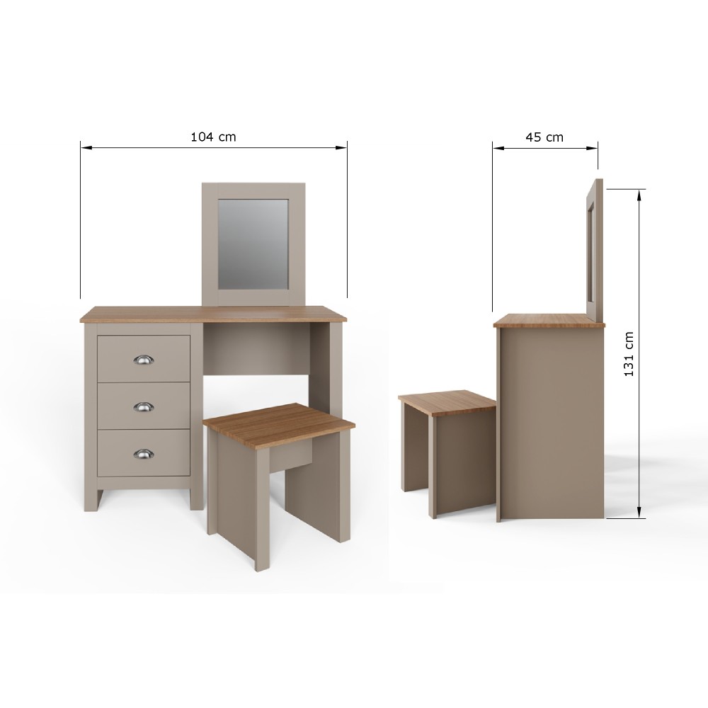 Fife Grey 3 Drawer Dressing Table Set