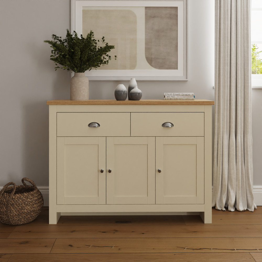 Fife Cream 3 Door Large Sideboard with Drawers