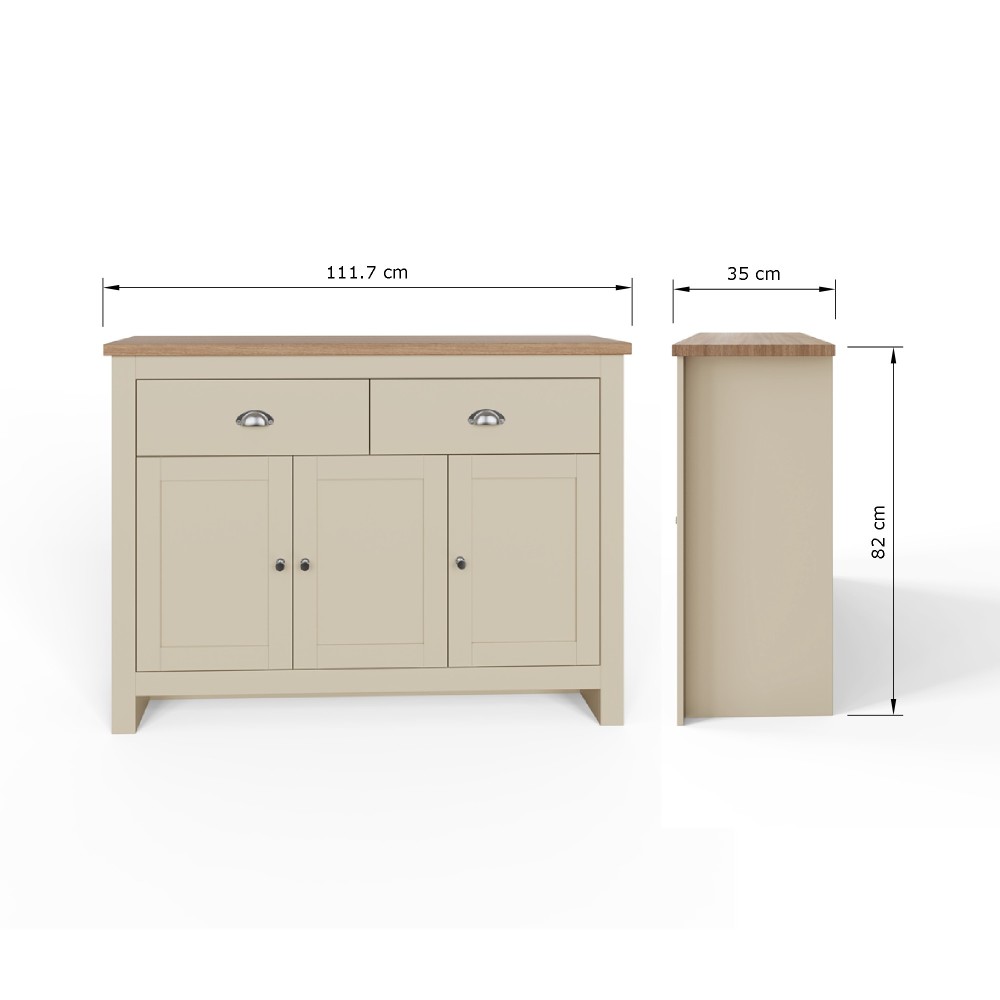Fife Cream 3 Door Large Sideboard with Drawers