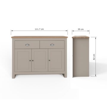 Fife Grey 3 Door Large Sideboard with Drawers
