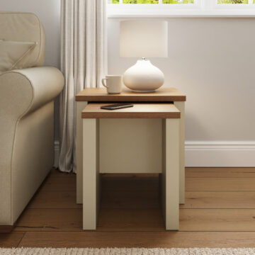 Fife Cream Nesting Tables | Oak Finish Tops