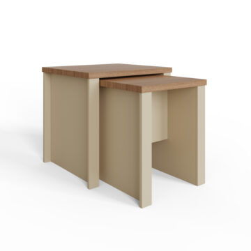 Fife Cream Nesting Tables | Oak Finish Tops