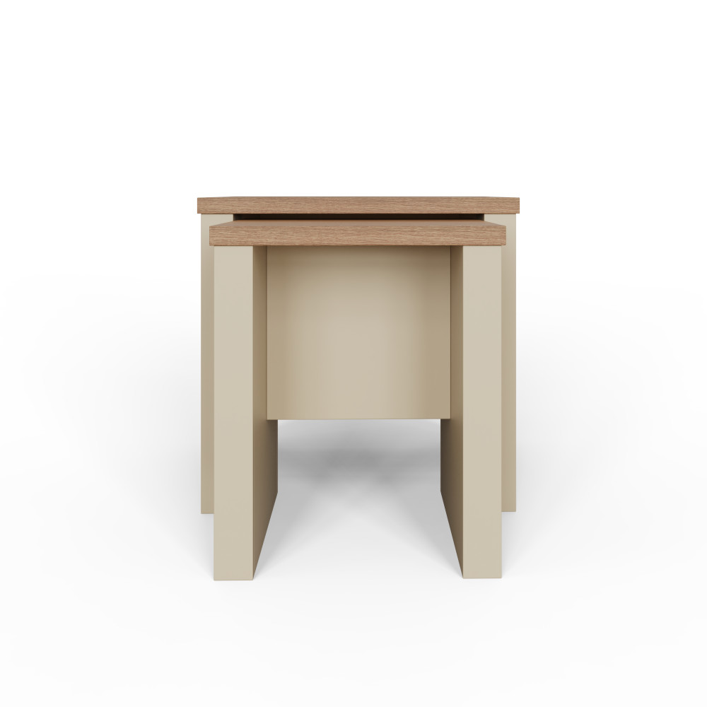 Fife Cream Nesting Tables | Oak Finish Tops
