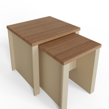 Fife Cream Nesting Tables | Oak Finish Tops