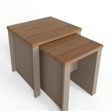 Fife Grey Nesting Tables | Oak Finish Tops