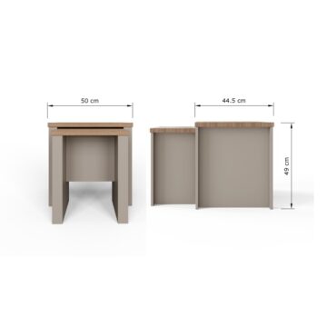 Fife Grey Nesting Tables | Oak Finish Tops