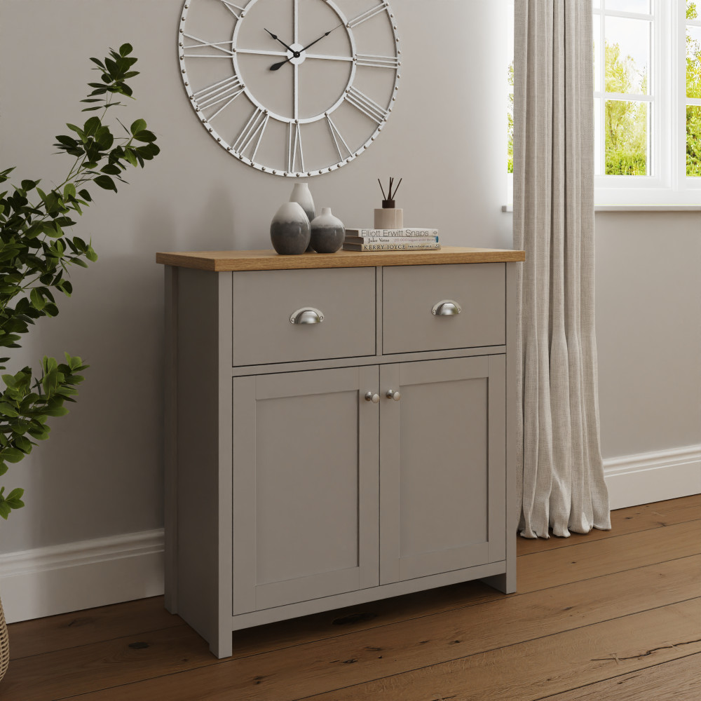 Fife Grey 2 Door Compact Sideboard with Drawers