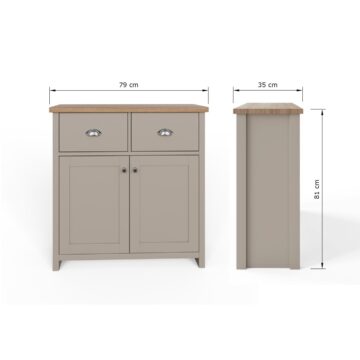 Fife Grey 2 Door Compact Sideboard with Drawers