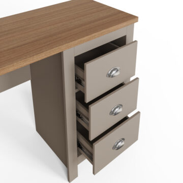 Fife Grey 4 Drawer 1 Door Desk | Oak Finish Top