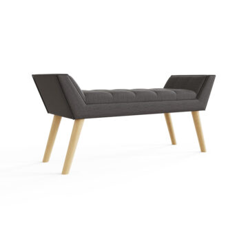 Upholstered Dark Grey Hopsack Bench