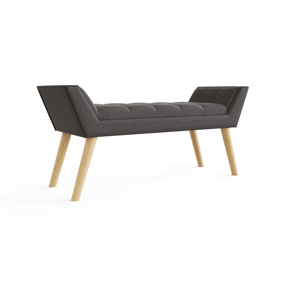 Upholstered Dark Grey Hopsack Bench