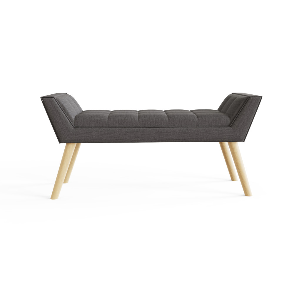 Upholstered Dark Grey Hopsack Bench