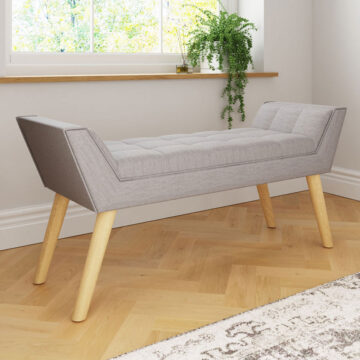 Upholstered Grey Hopsack Bench