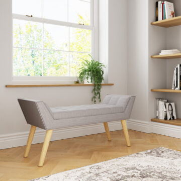 Upholstered Grey Hopsack Bench