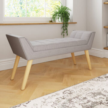 Upholstered Grey Hopsack Bench