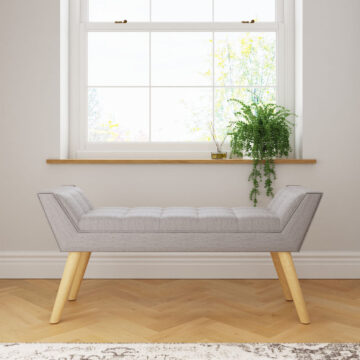 Upholstered Grey Hopsack Bench