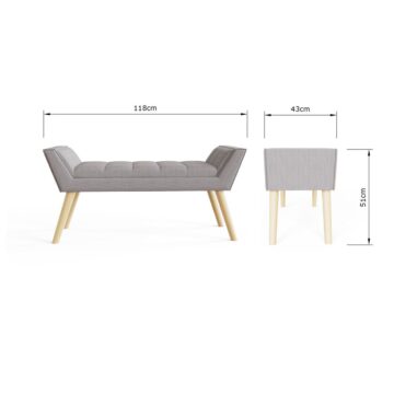 Upholstered Grey Hopsack Bench